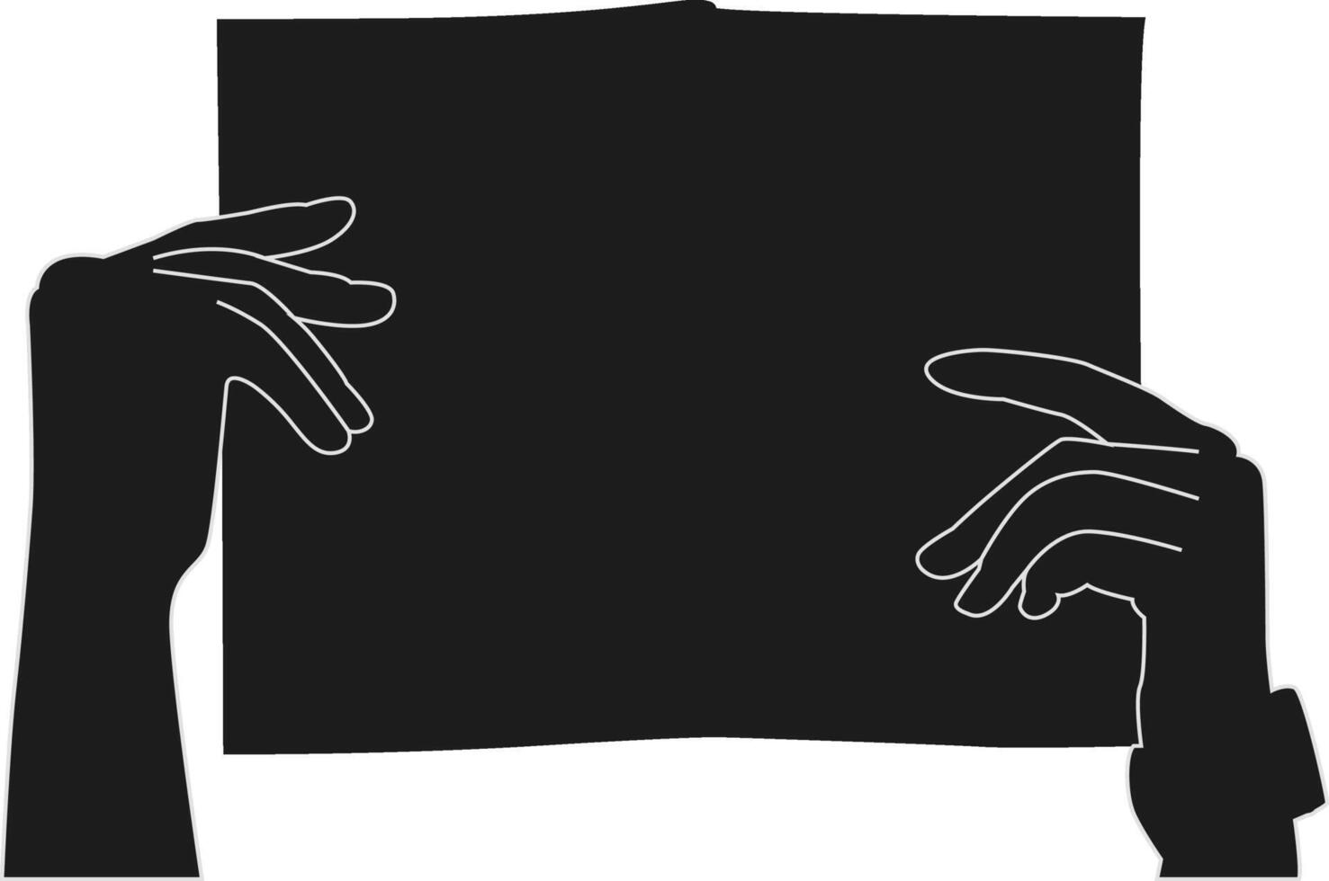 Silhouette hand holding book vector