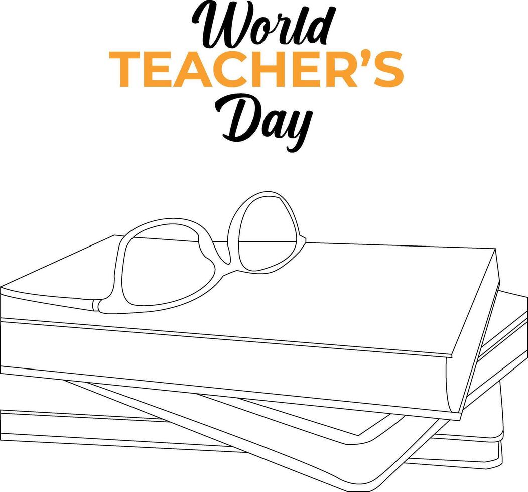 one line drawing world teacher's day vector