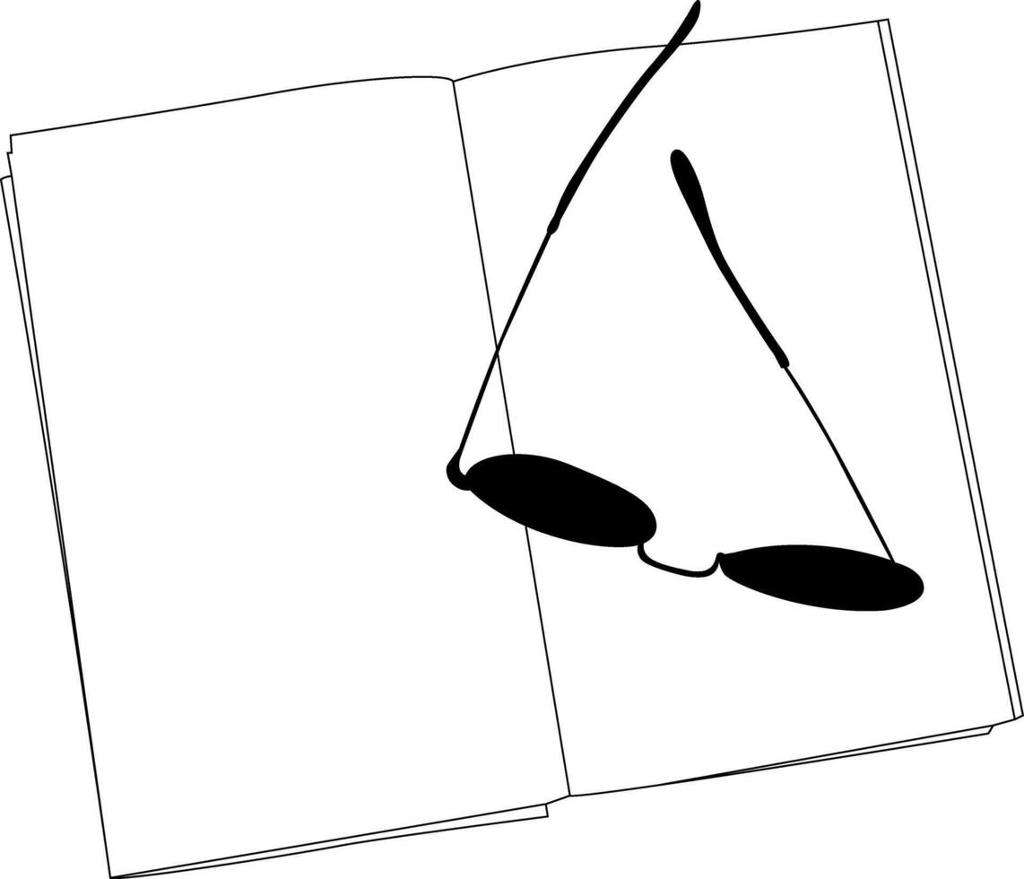 Silhouette a beautiful sunglass and outline book vector
