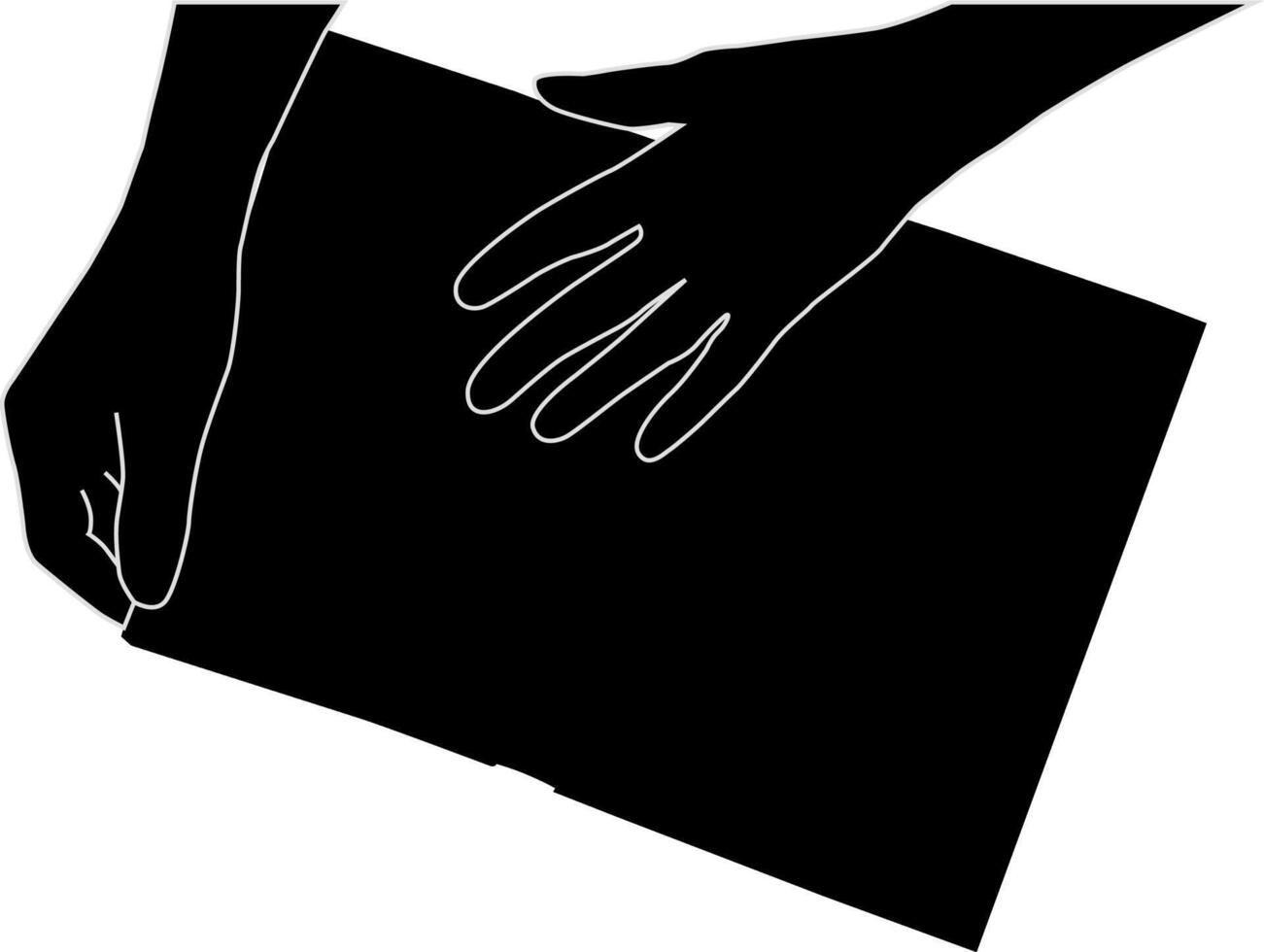 Silhouette hand holding book vector