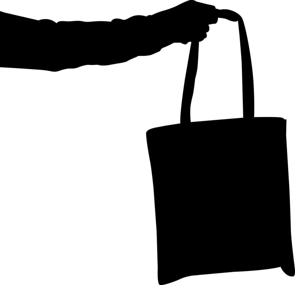 Silhouette of a woman with a shopping bag. vector
