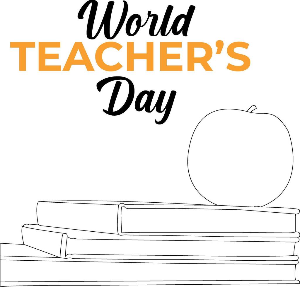 one line drawing world teacher's day vector