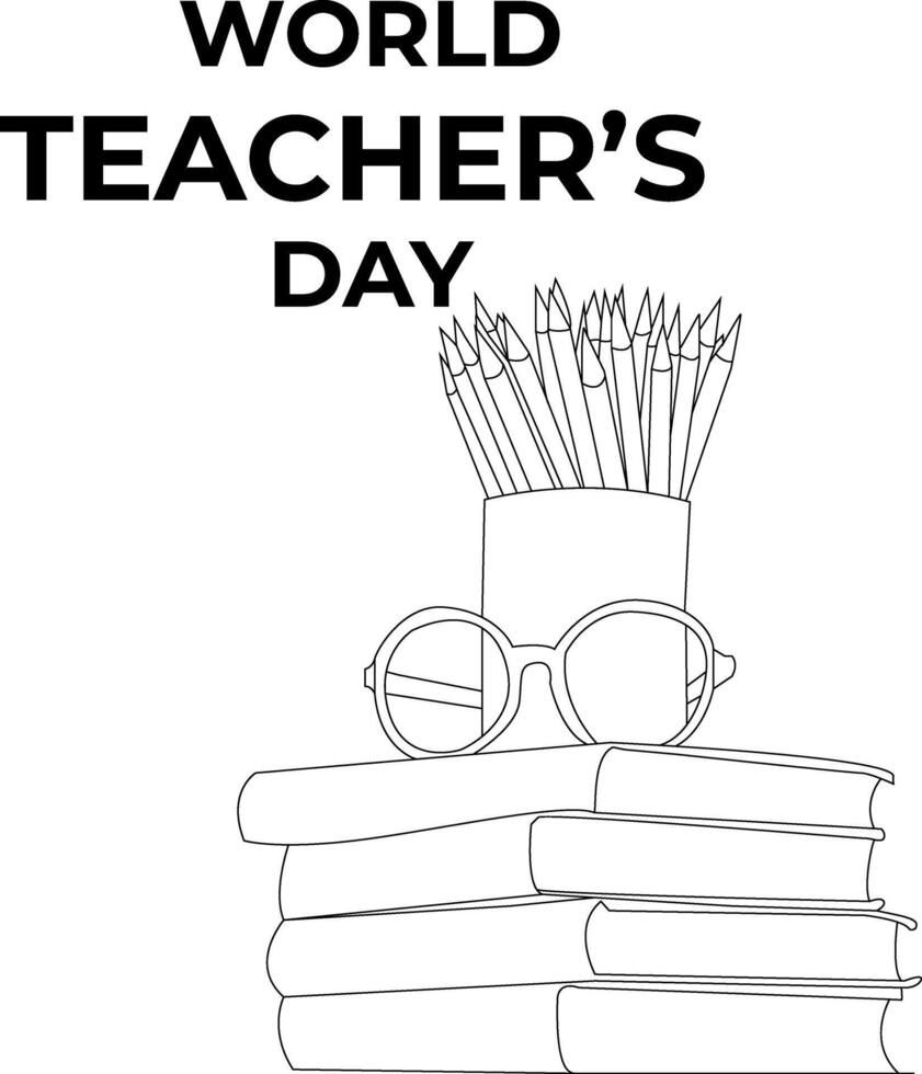 one line drawing world teacher's day vector