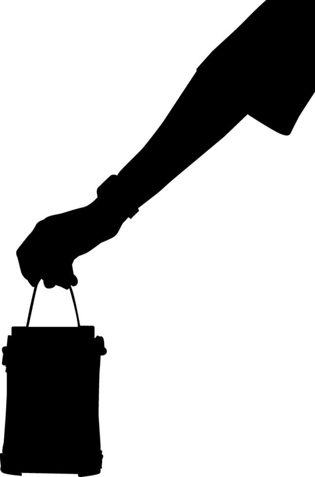 Silhouette of a woman with a shopping bag. vector