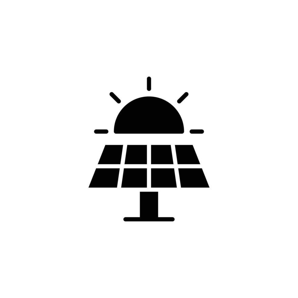 Solar panel icon. Simple solid style. Photovoltaic, sun, installation, roof, generator, heat, sunlight, renewable energy concept. Silhouette, glyph symbol. isolated. vector