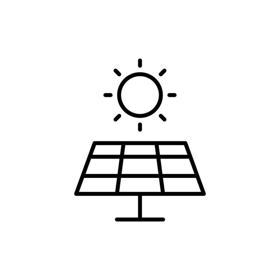 Solar panel icon. Simple outline style. Photovoltaic, sun, installation, roof, generator, heat, sunlight, renewable energy concept. Thin line symbol. isolated. vector