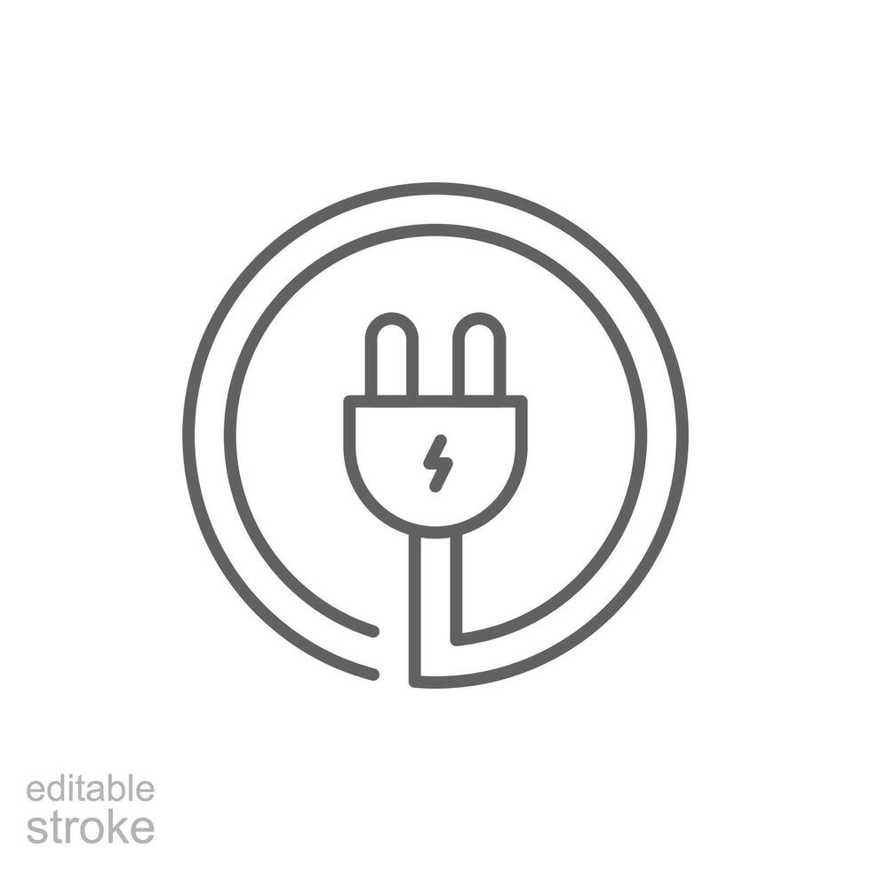 Electric plug icon. Simple outline style. Electrical socket, power, connect, cord, electro, electrician, cable, wire, energy concept. Thin line symbol. isolated. Editable stroke. vector