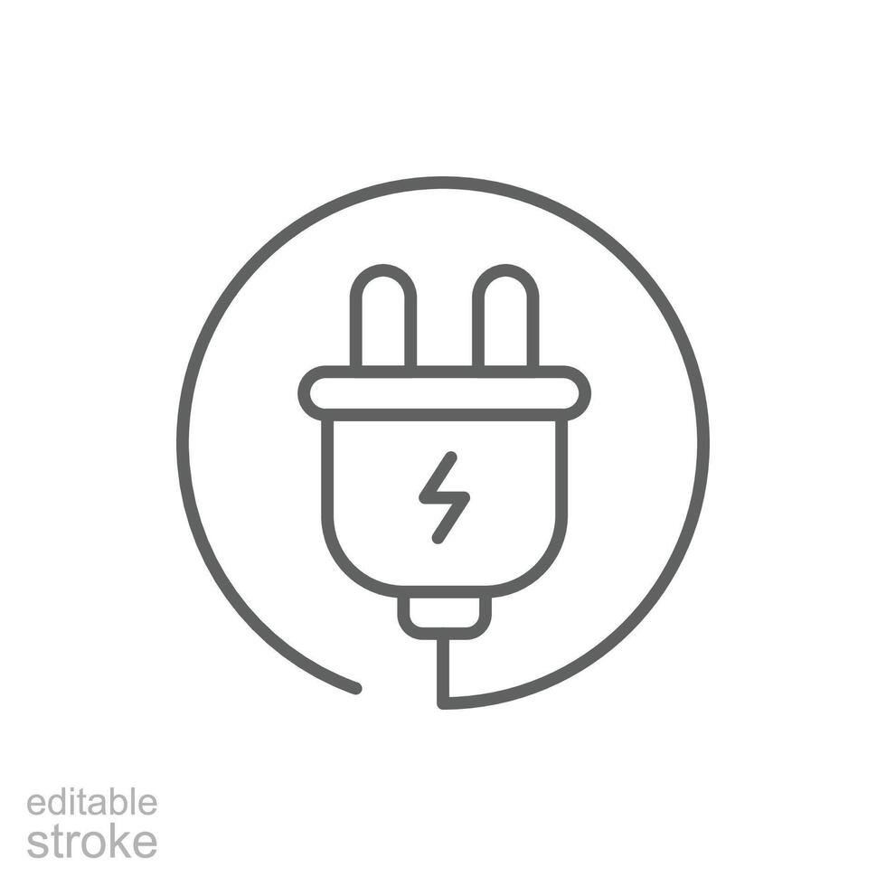 Electric plug icon. Simple outline style. Electrical socket, power, connect, cord, electro, electrician, cable, wire, energy concept. Thin line symbol. isolated. Editable stroke. vector