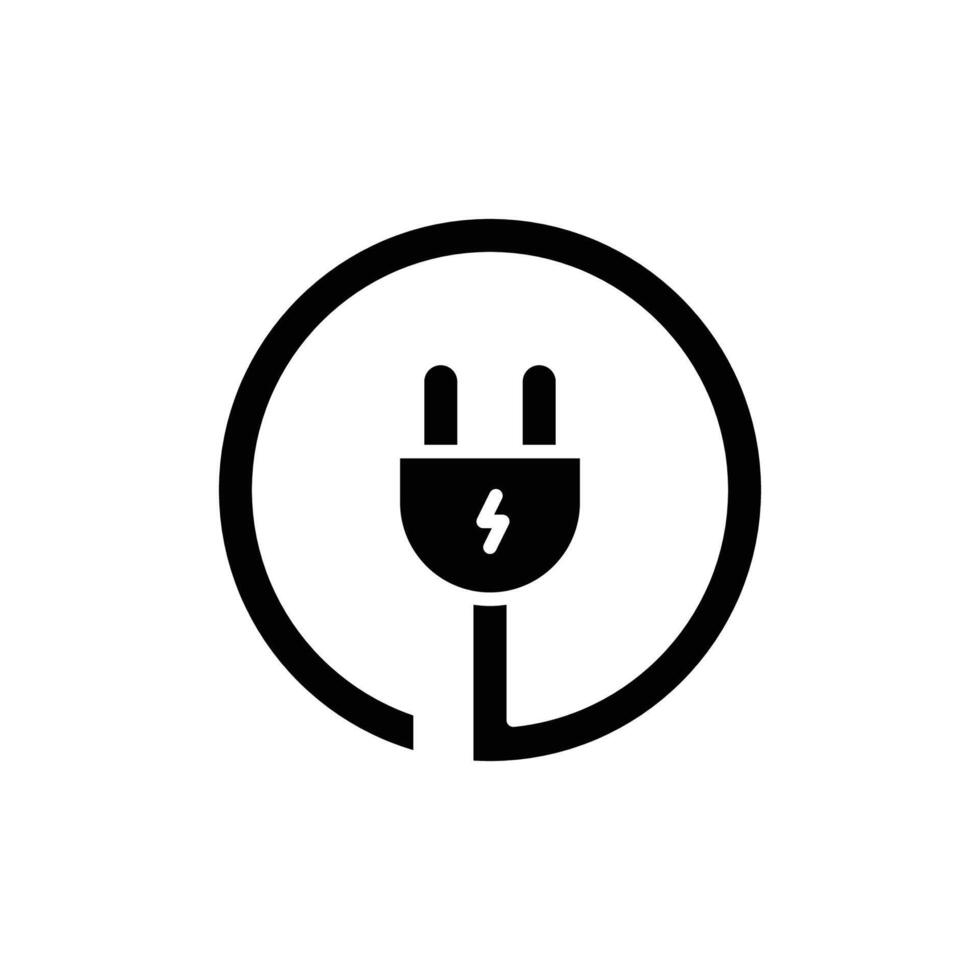 Electric plug icon. Simple solid style. Electrical socket, power, connect, cord, electro, electrician, cable, wire, energy concept. Silhouette, glyph symbol. isolated. vector