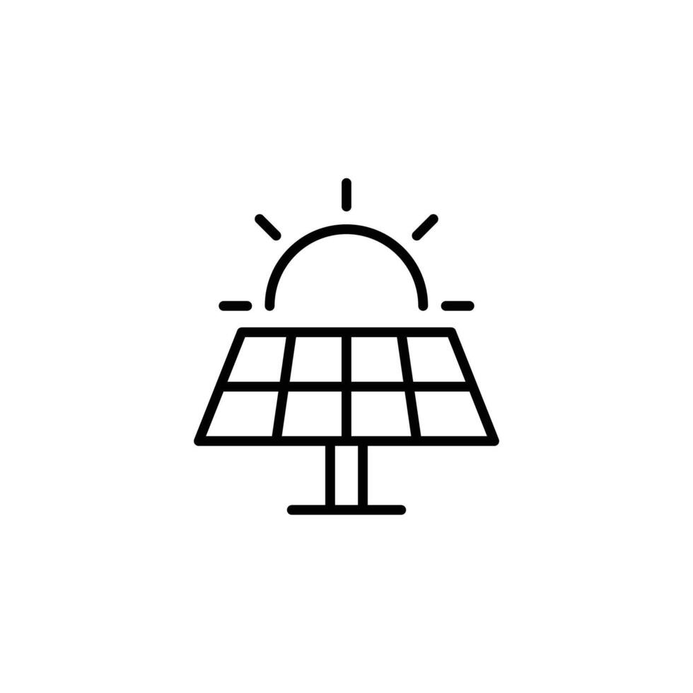 Solar panel icon. Simple outline style. Photovoltaic, sun, installation, roof, generator, heat, sunlight, renewable energy concept. Thin line symbol. isolated. vector