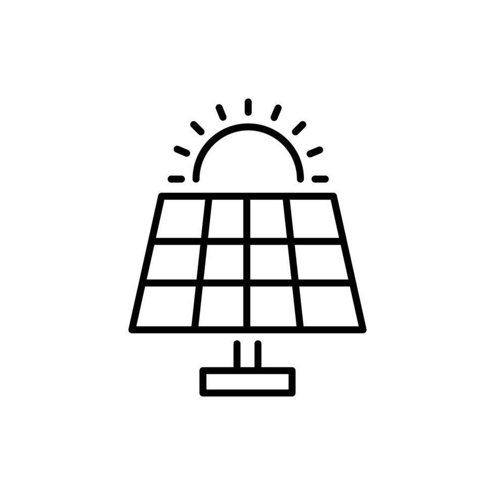 Solar panel icon. Simple outline style. Photovoltaic, sun, installation, roof, generator, heat, sunlight, renewable energy concept. Thin line symbol. isolated. vector