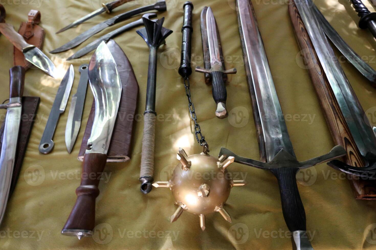 Warrior's safety weapons to protect different parts of the body. photo