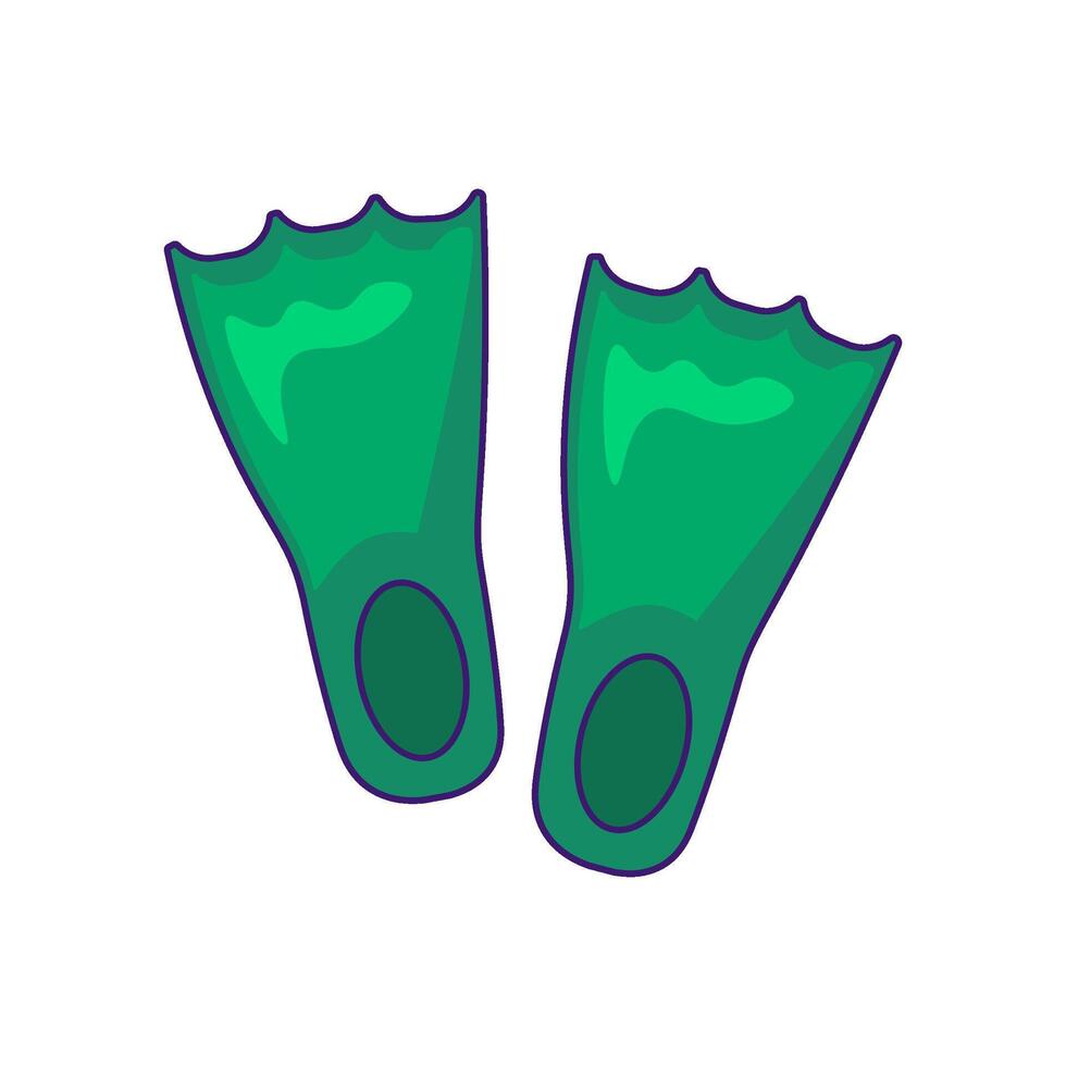Fins For Beginner Scuba Diver Green Rubber Shoe vector
