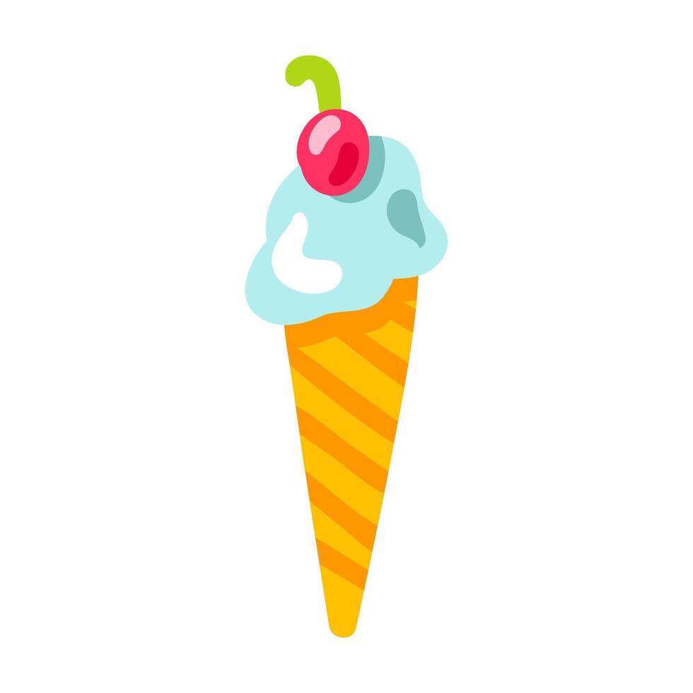 Ice Cream In Waffle Cone Careless Sweet Sorbet vector