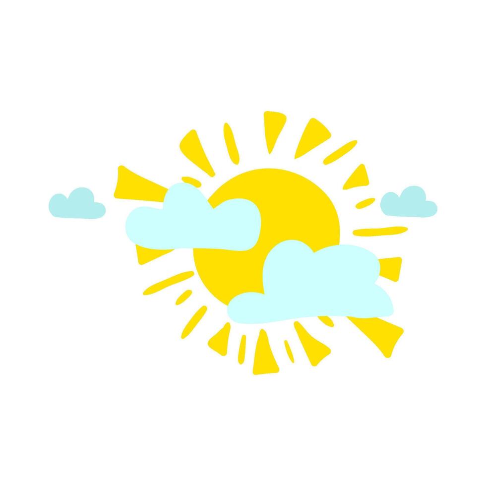 Hot Summer Sun Hid Behind Clouds Careless Sunny vector