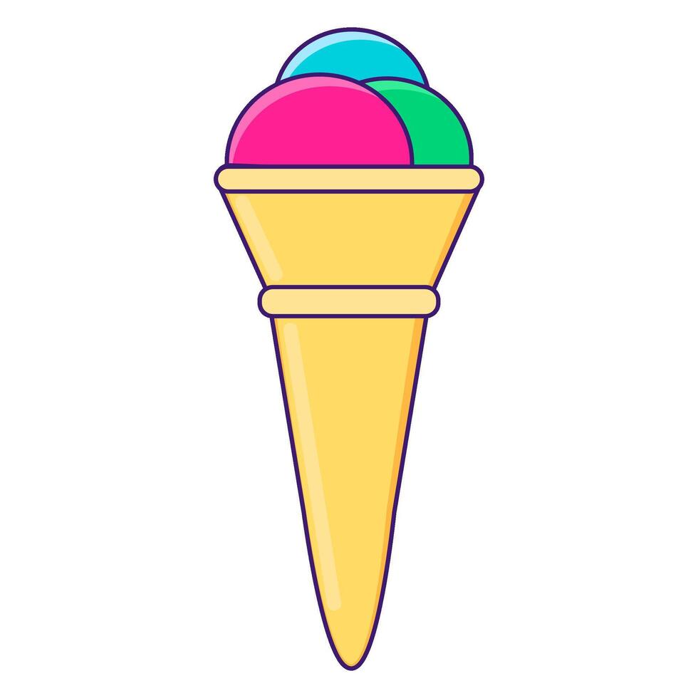 Refreshing Summer Ice Cream Treat Waffle Cone vector