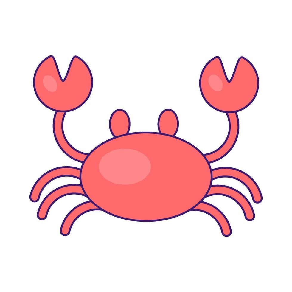 Crustacean Crab With Funny Raised Claws Sea Animal vector