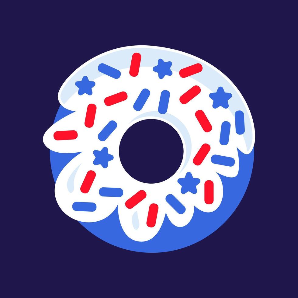 USA Flag Festive Sweet Glaze Donut vector