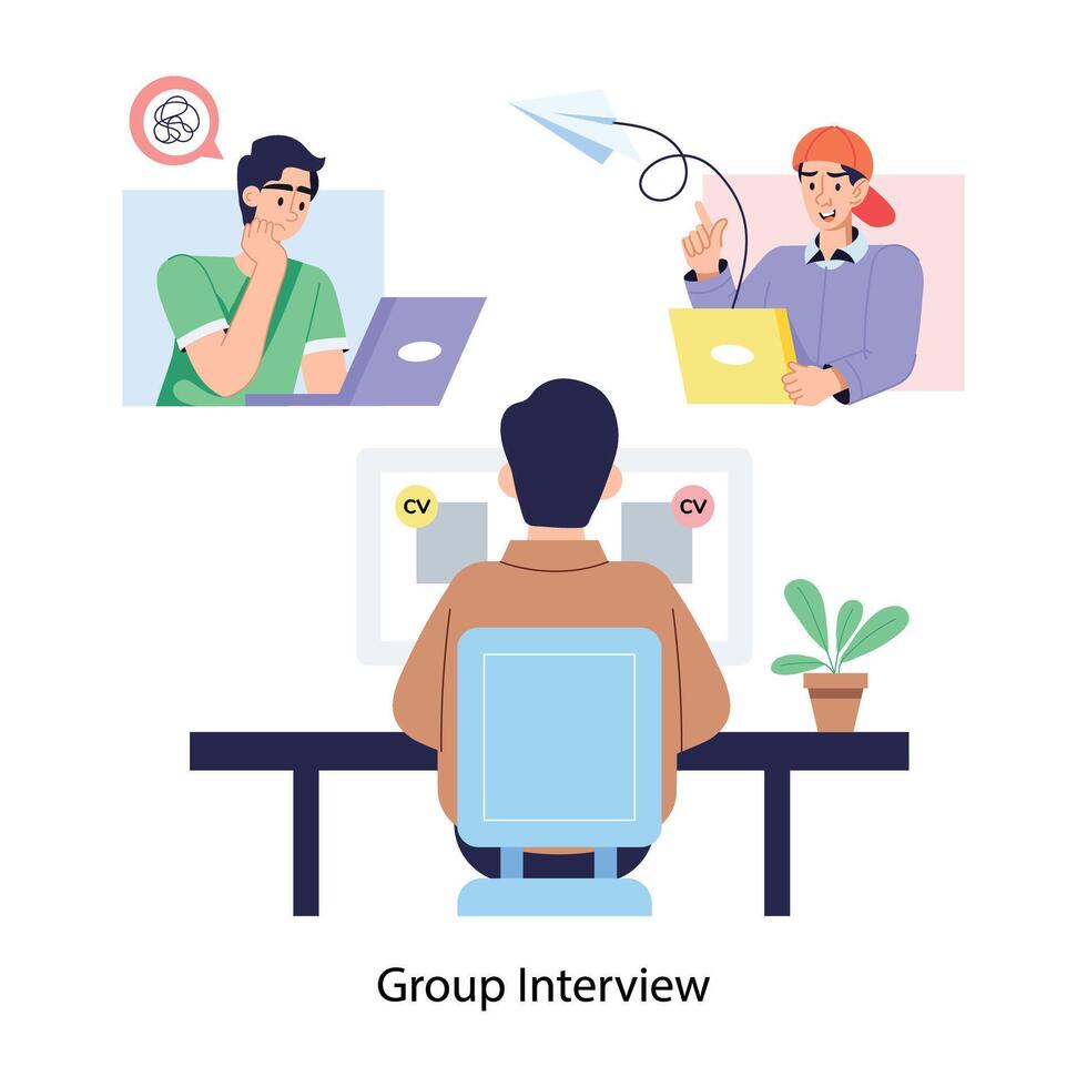 Trendy Group Interview vector