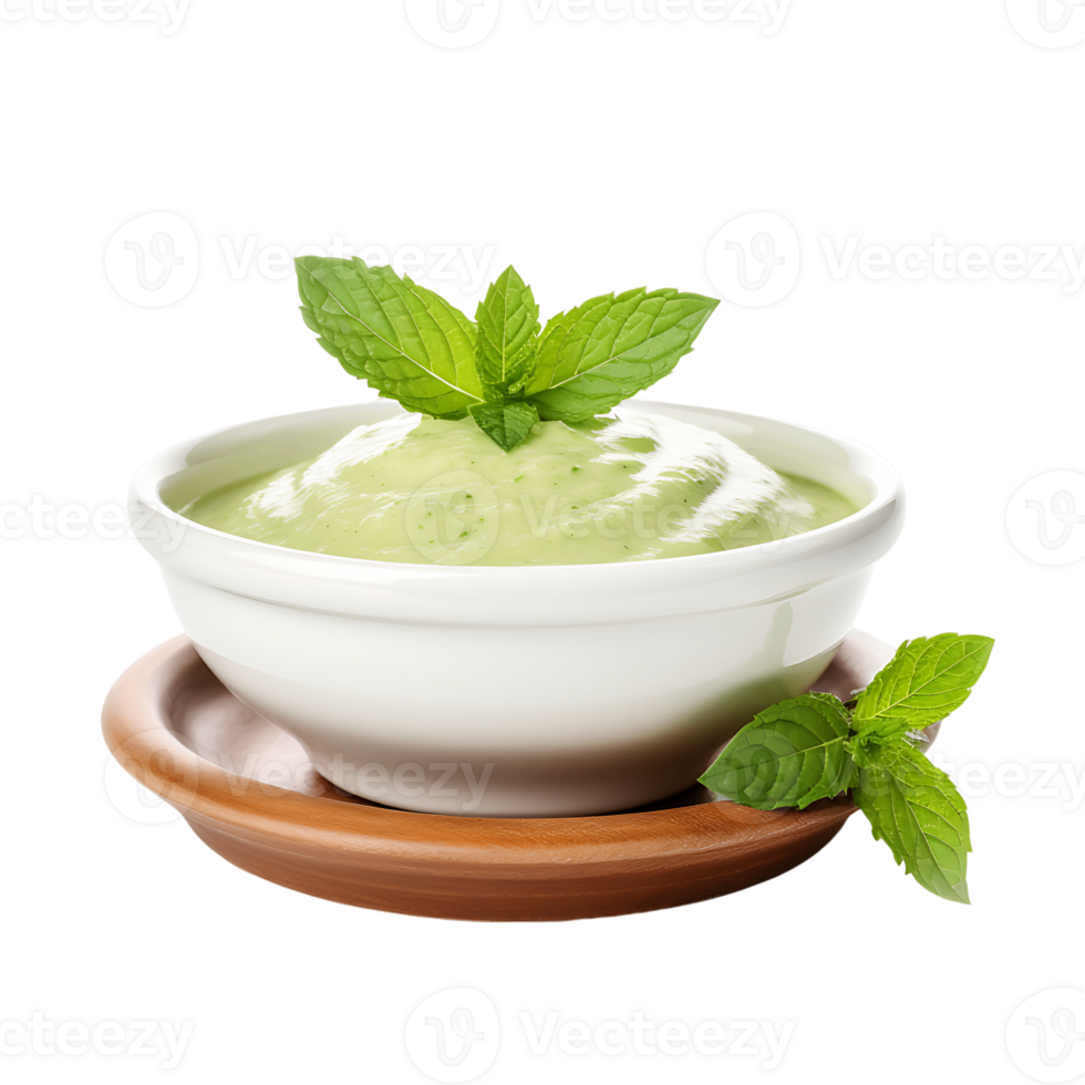 Culinary Delight Clear Background Bowl with Mint Sauce png