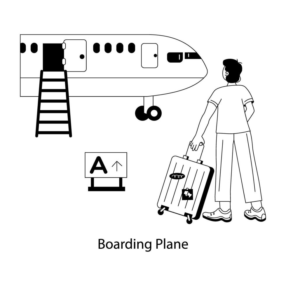 Trendy Boarding Plane vector