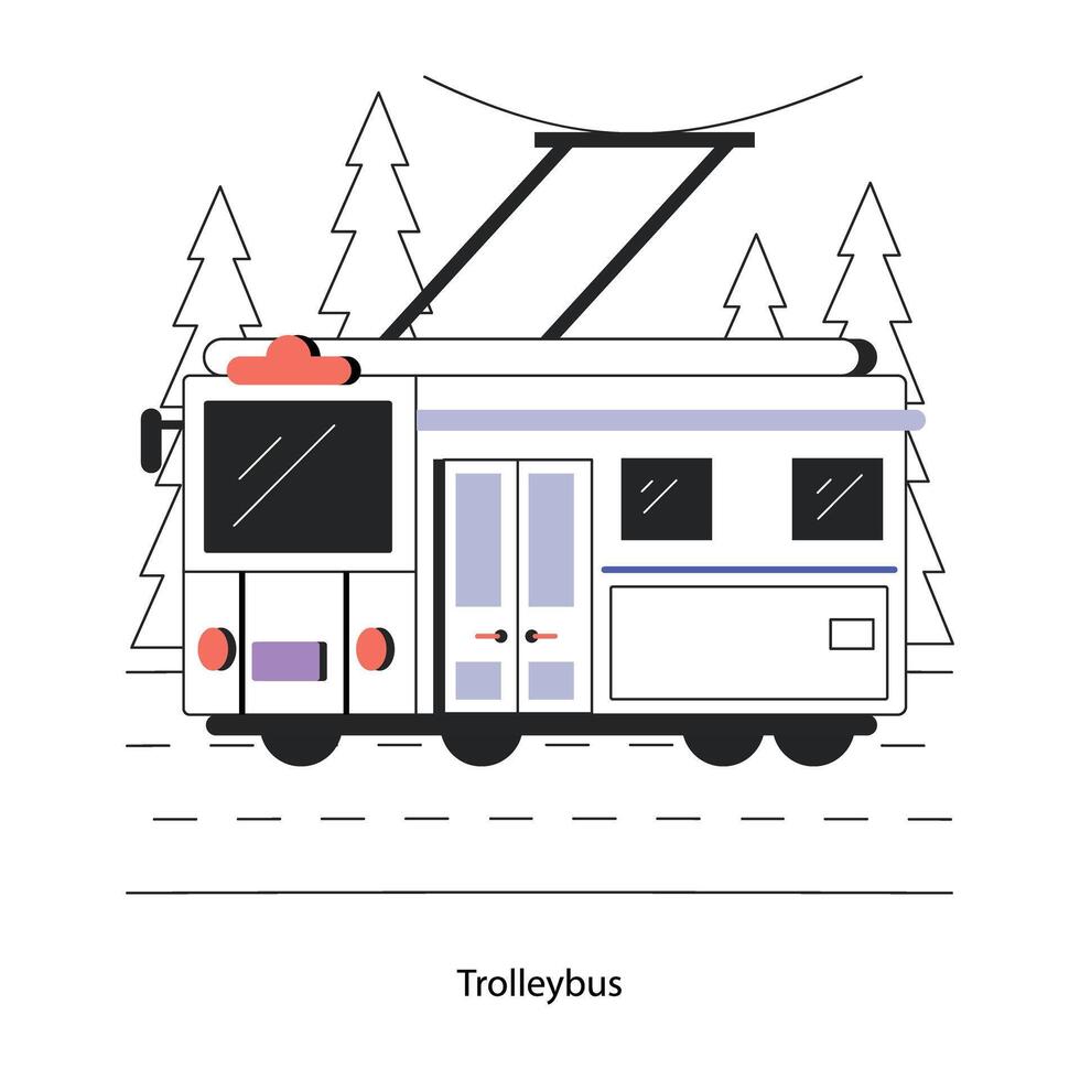 Trendy Trolleybus Concepts vector