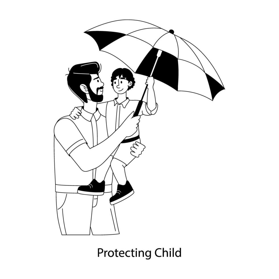 Trendy Protecting Child vector