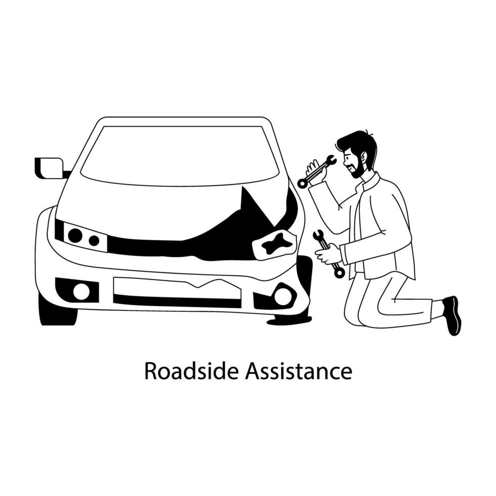 Trendy Roadside Assistance vector