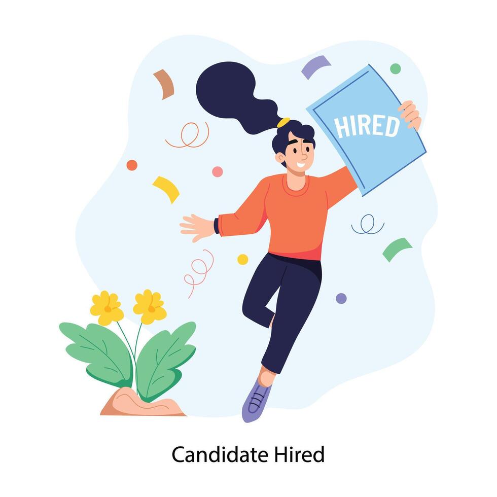 Trendy Candidate Hired vector