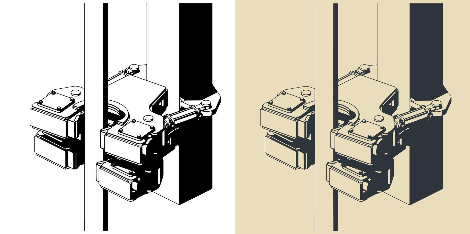 Modular double drilling rig clamp vector