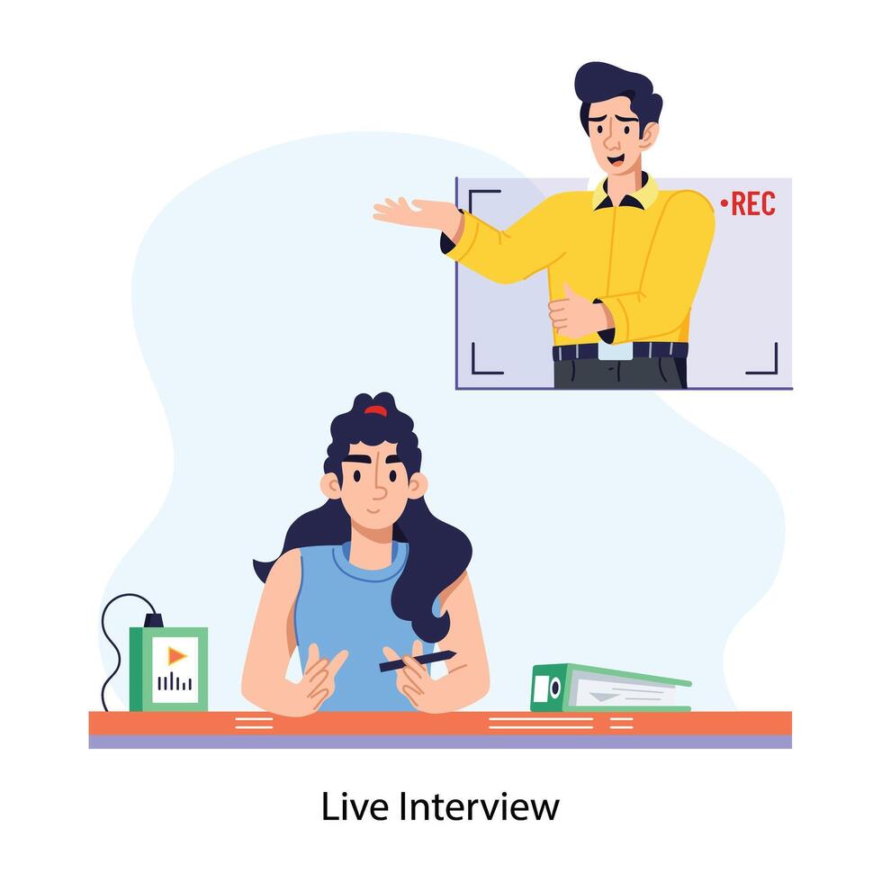 Trendy Live Interview vector