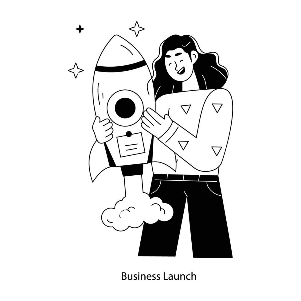 Trendy Business Launch vector