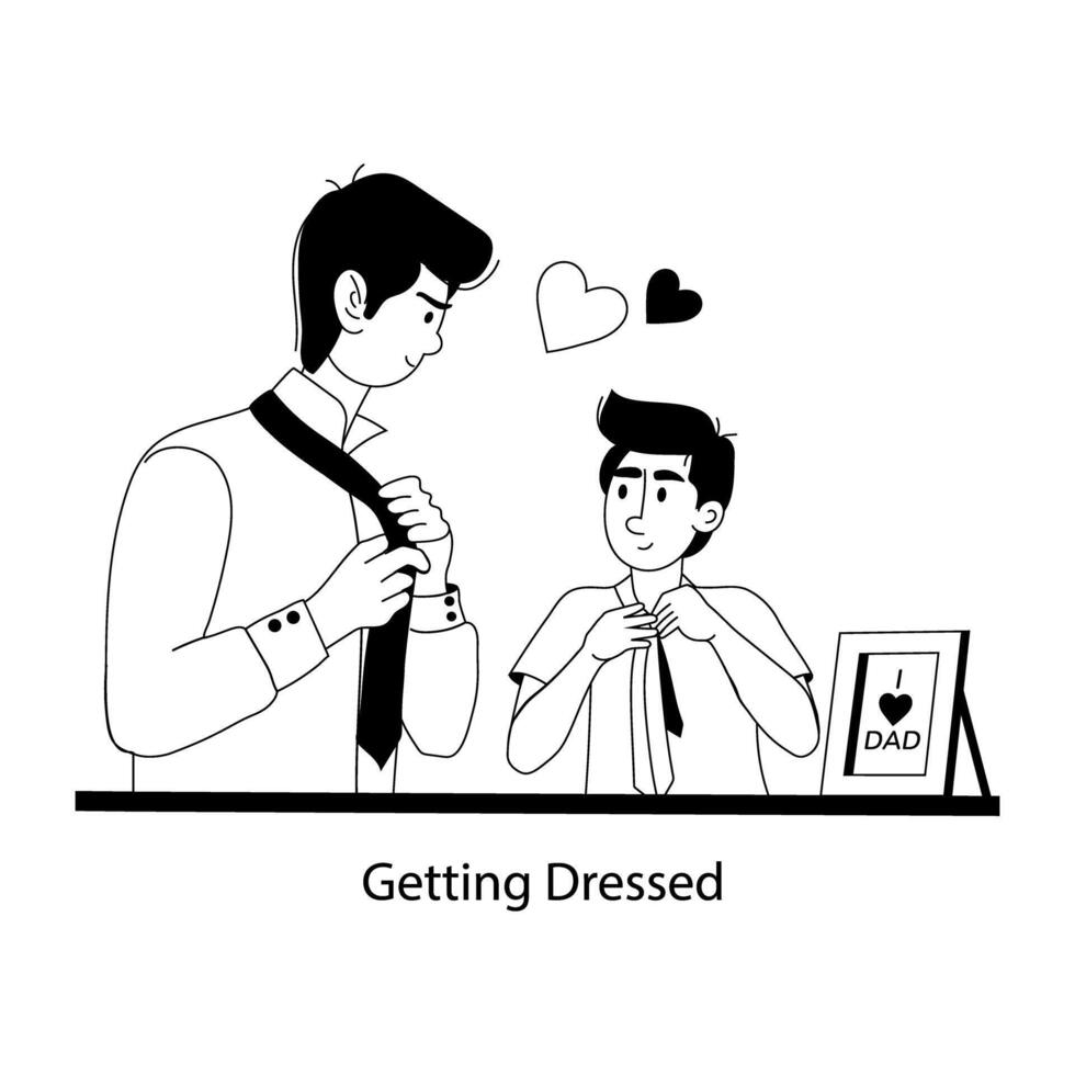 Trendy Getting Dressed vector
