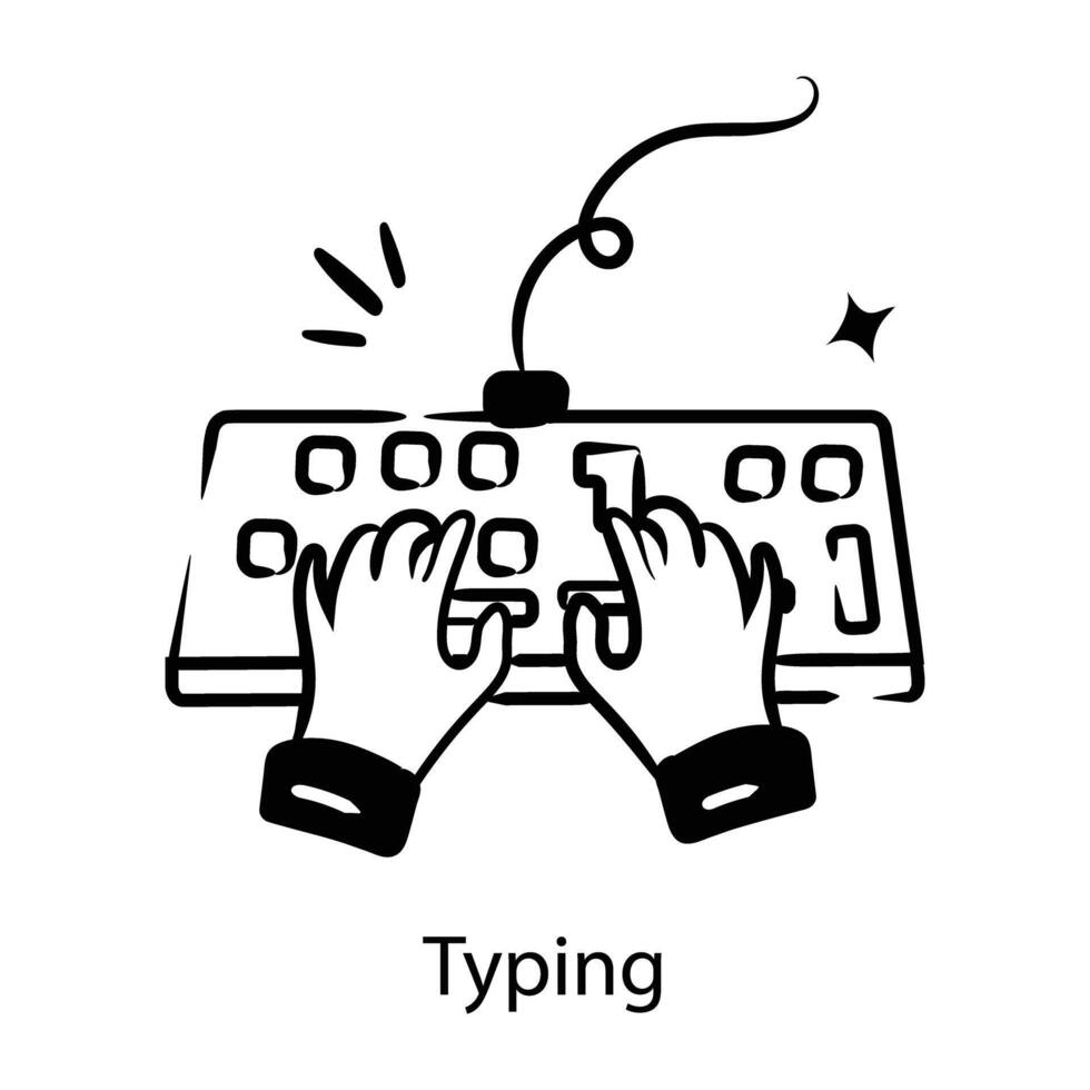 Trendy Typing keyboard typing, typing, text input, entering data, code typing vector
