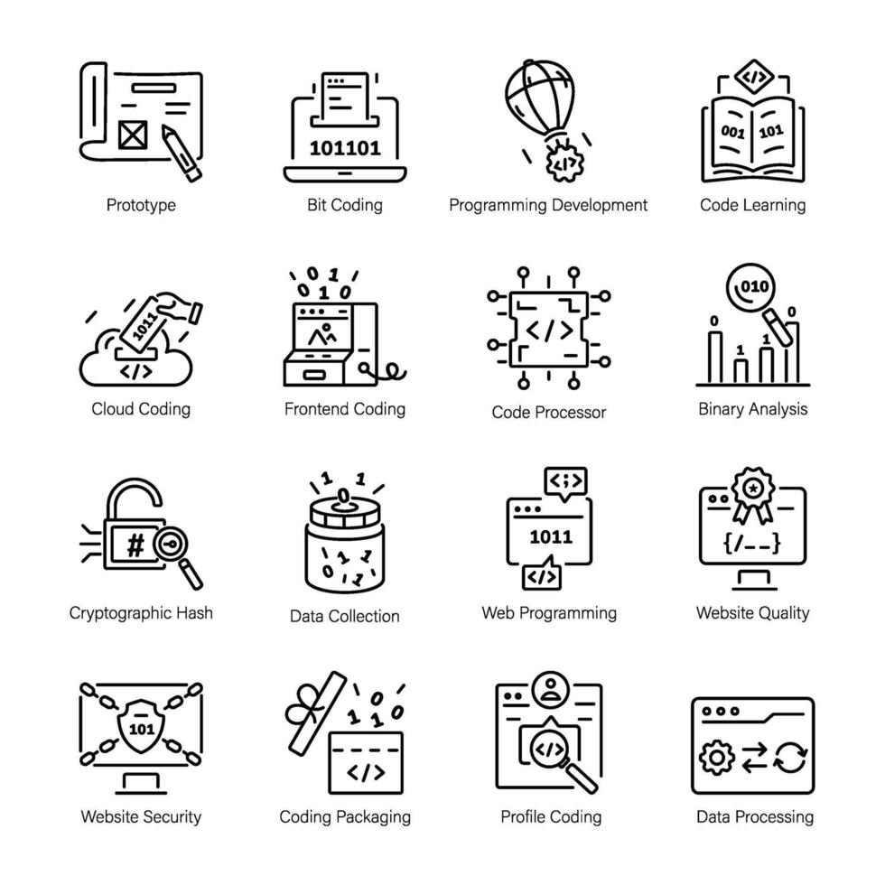 Pack of Programming Data Linear Icons vector