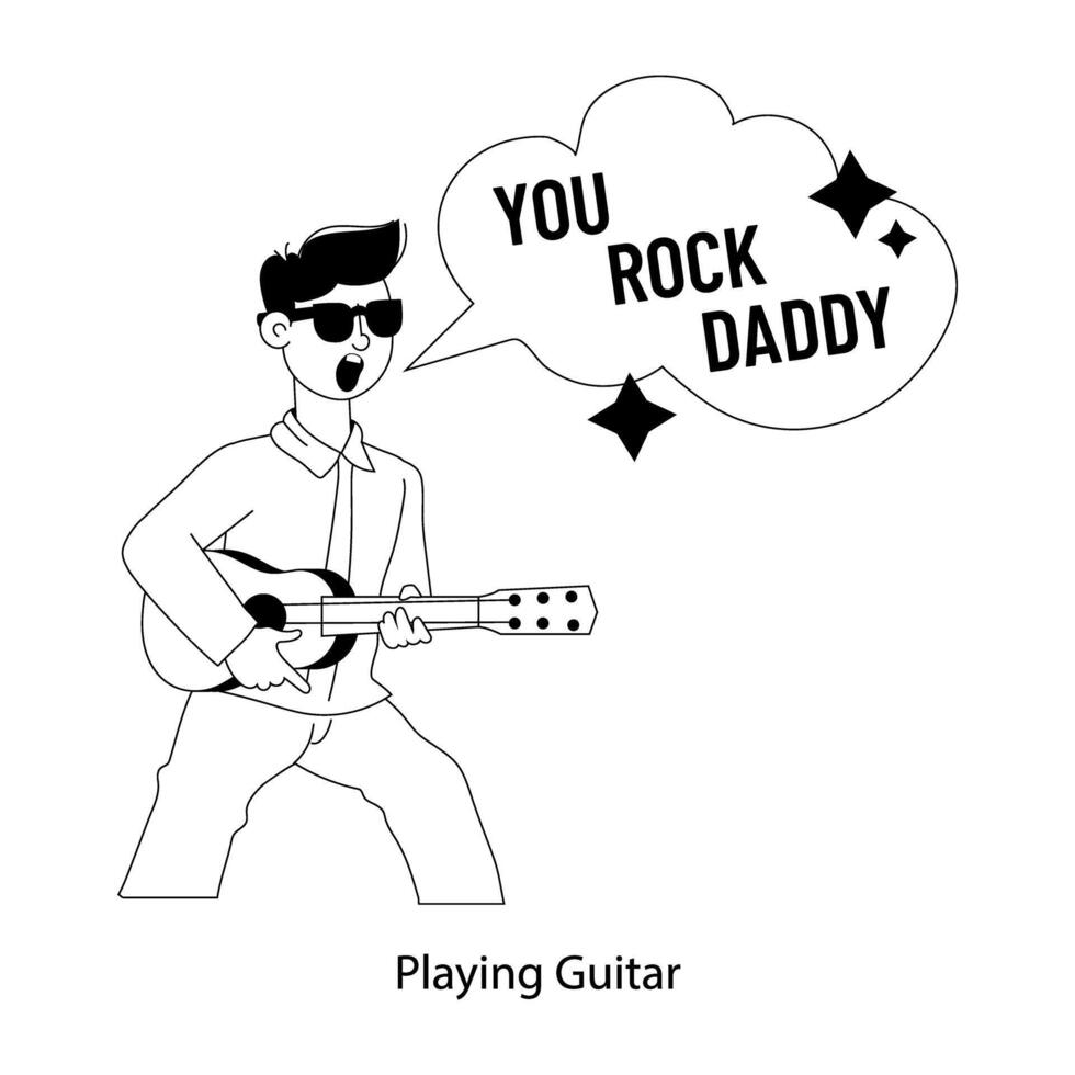 Trendy Playing Guitar vector