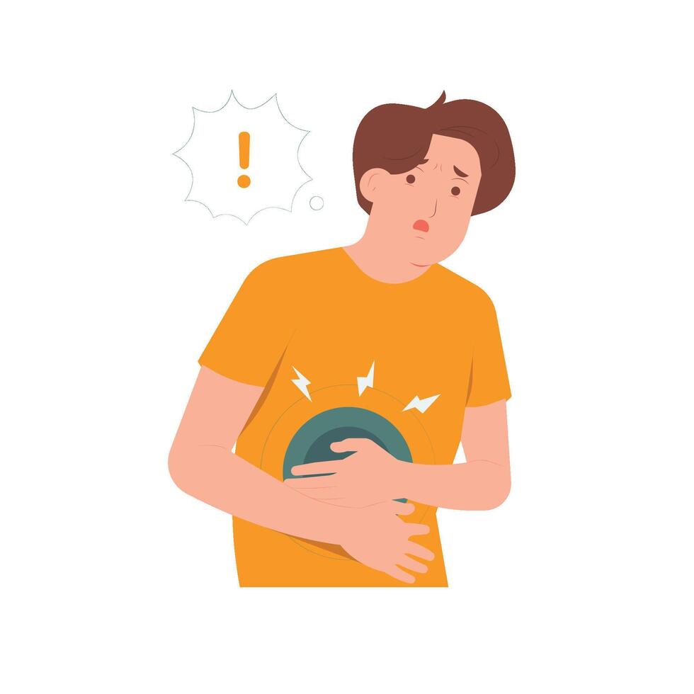 Stomachache abdominal pain health problem discomfort diarrhea concept illustration vector