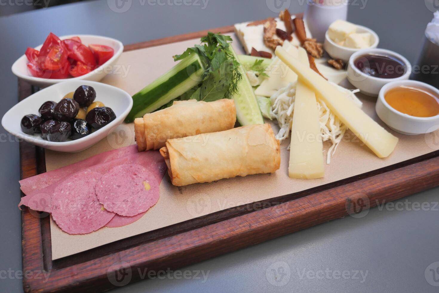 Turkish Breakfast Served on Table photo