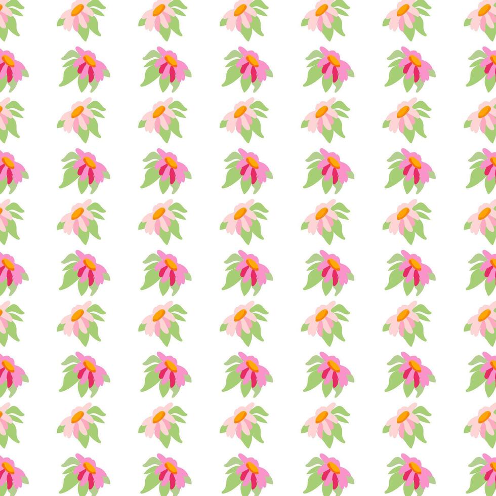 Spring seamless pattern rows of cute pink peonies white Summer template Blooming wildflower peony ditsy ornament wrapping fabric wallpaper textile mosaic vector