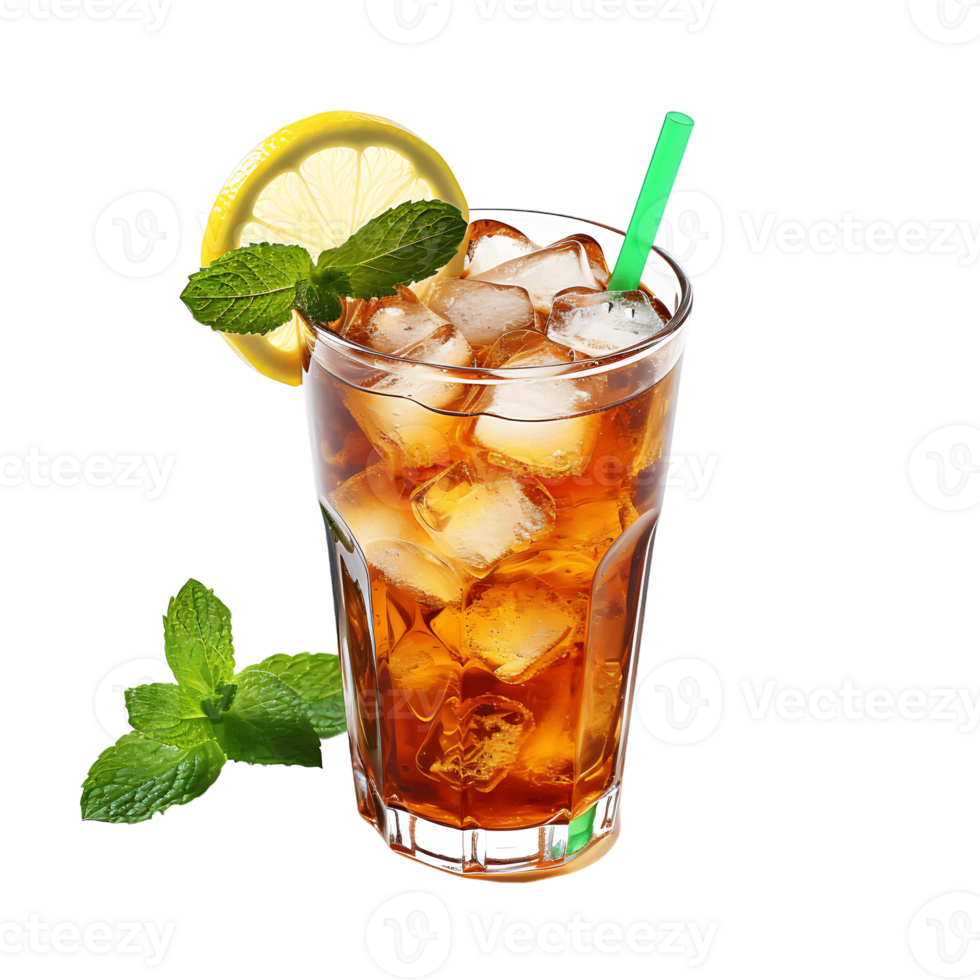 Thirst Quenching Treat Isolated Ice Tea on Transparent Surface png