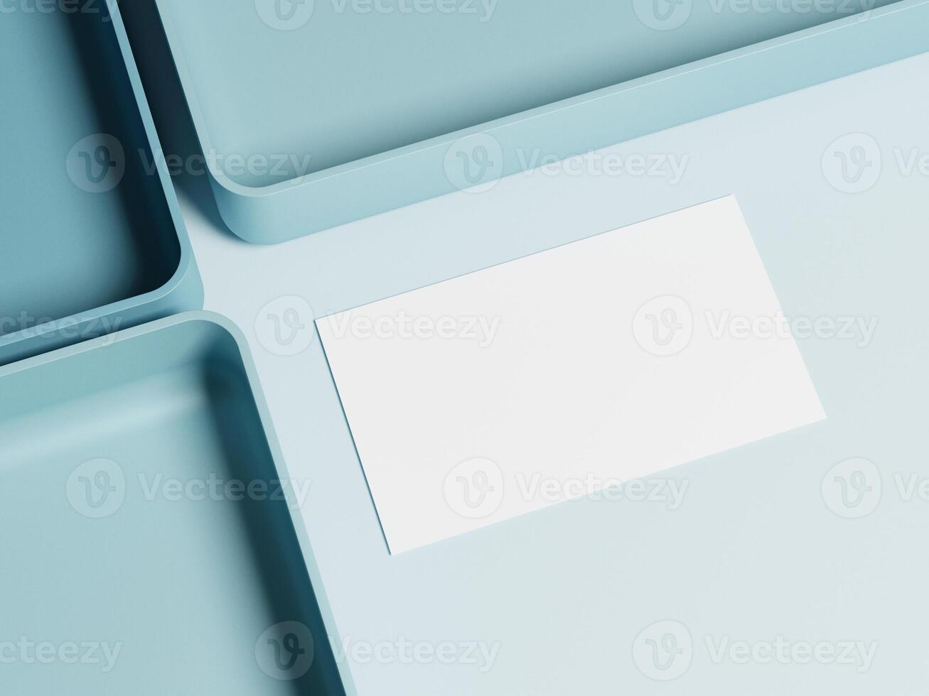 Clean minimal business card mockup with the tray on pastel soft background photo