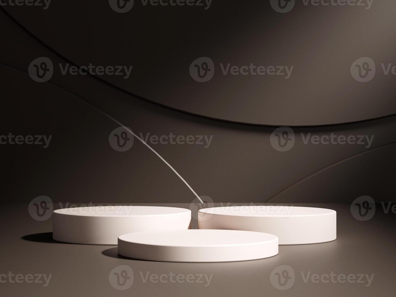 3d display product minimal scene with geometric podium platform in brown background. cylinder background 3d rendering with podium. stand for cosmetic products. Stage showcase on pedestal studio photo