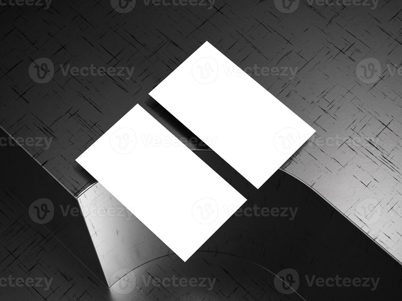 Realistic floating business branding cards template mockup with shadows. 3d rendering. photo