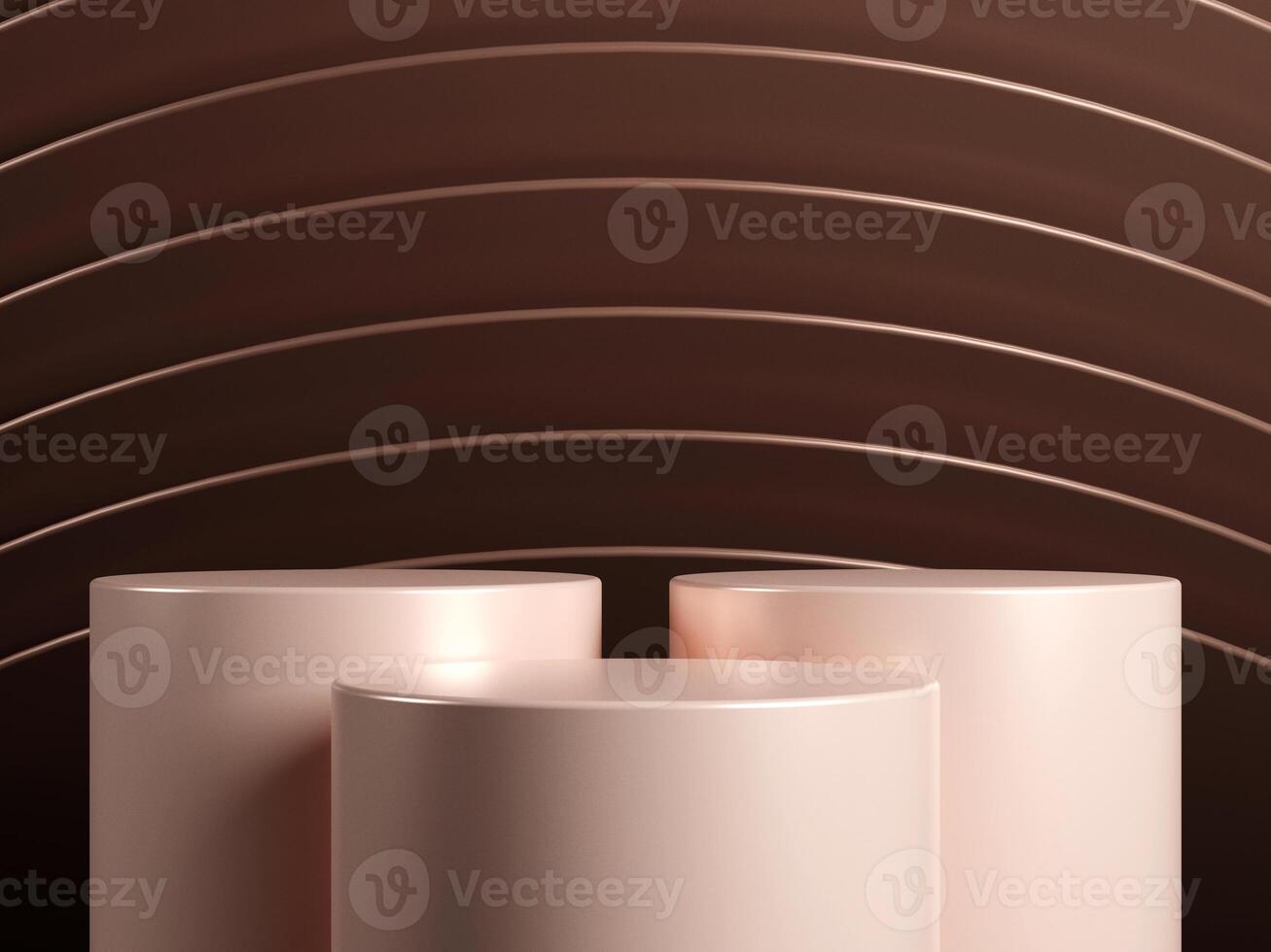 3d display product minimal scene with geometric podium platform in brown background. cylinder background 3d rendering with podium. stand for cosmetic products. Stage showcase on pedestal studio photo