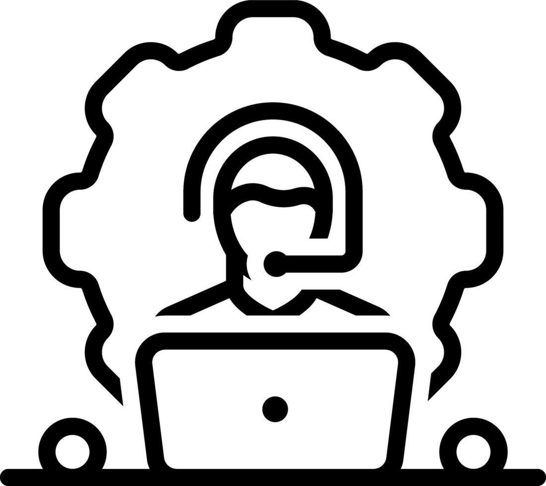 Black line icon for technical support vector
