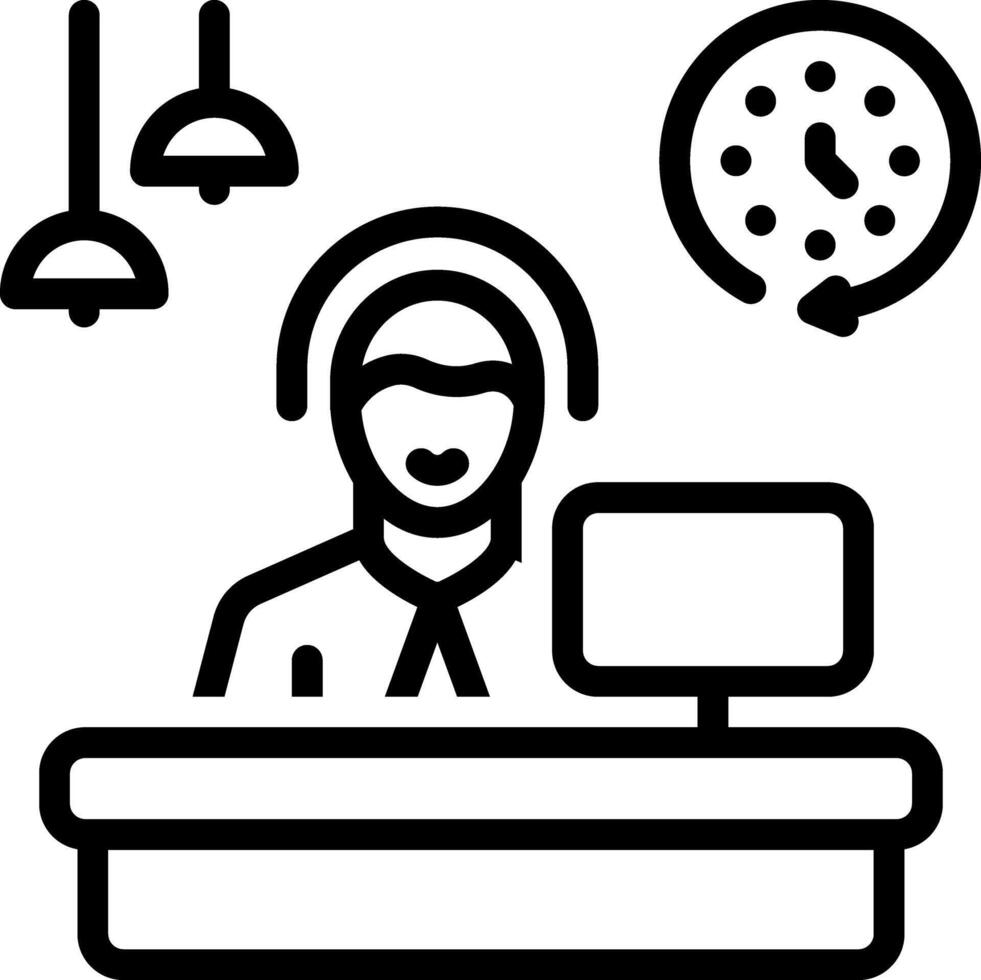 Black line icon for helpdesk vector