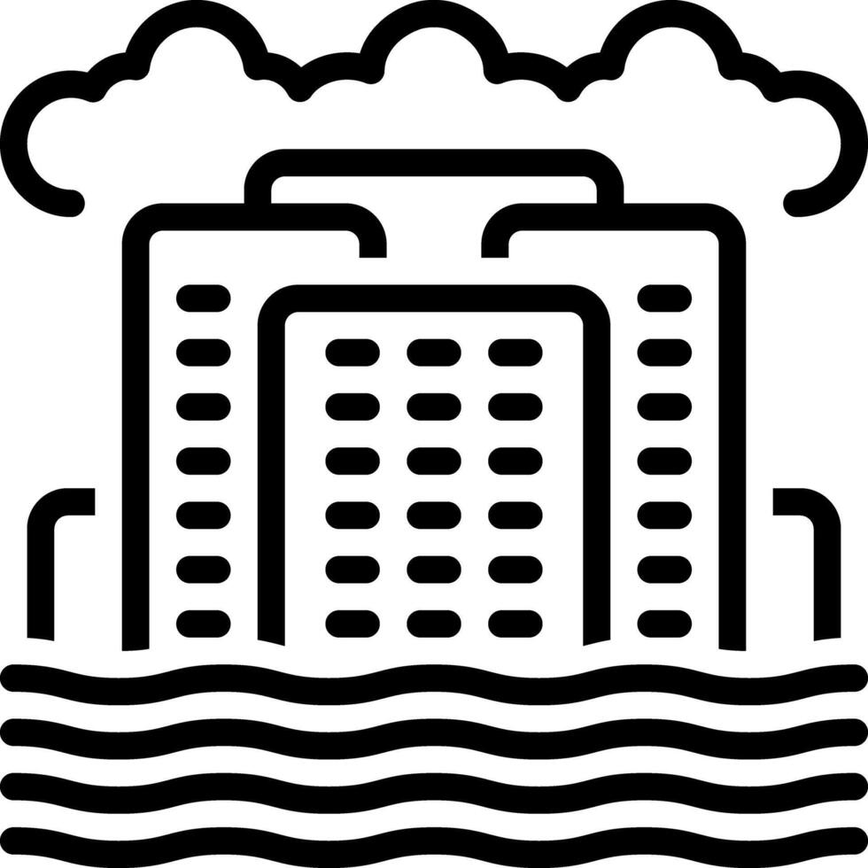 Black line icon for sea level rise vector