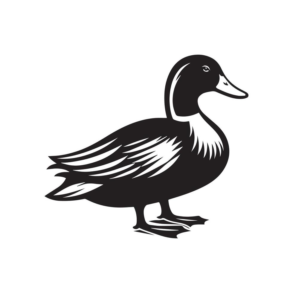 Duck Silhouette flat illustration. vector