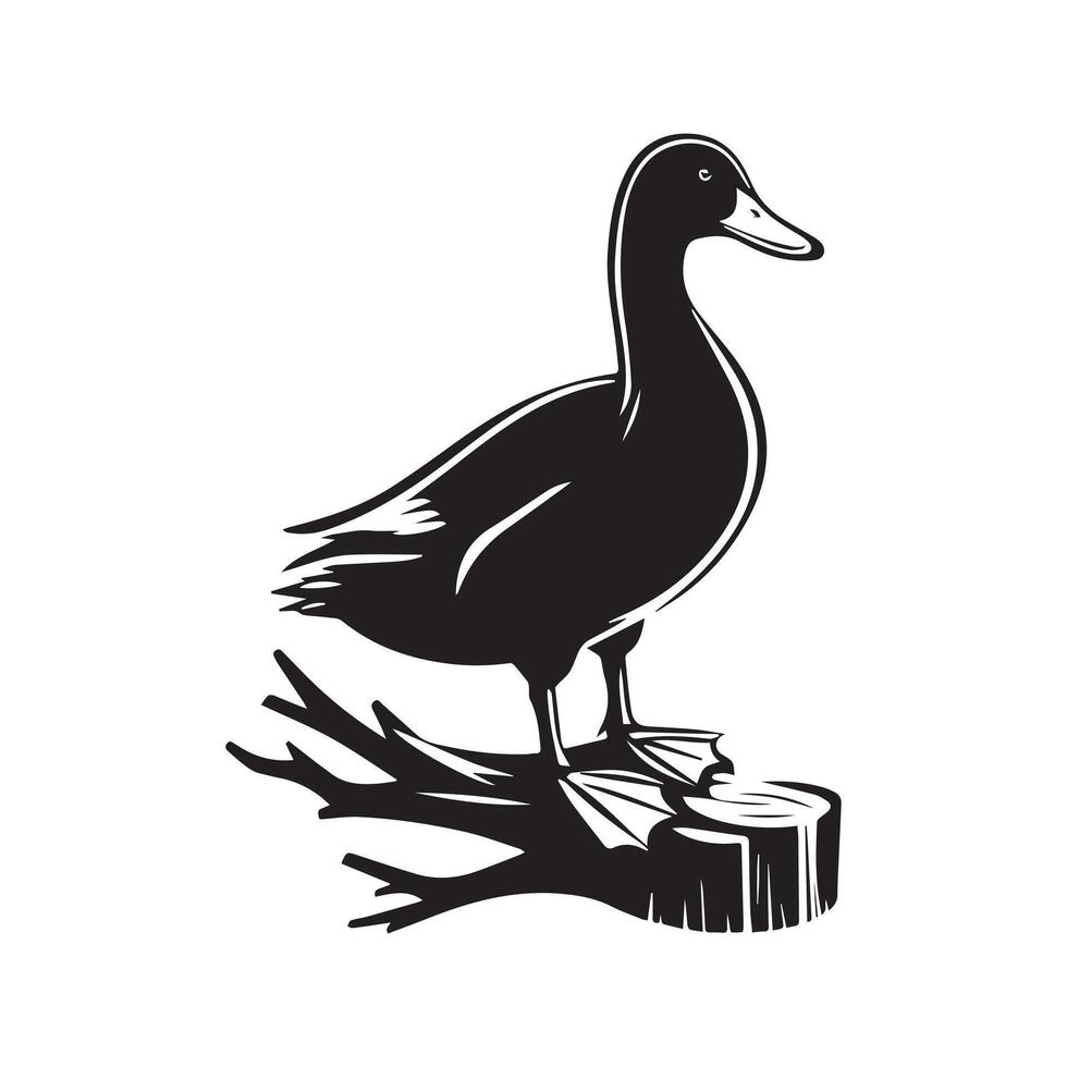 Duck Silhouette flat illustration. vector