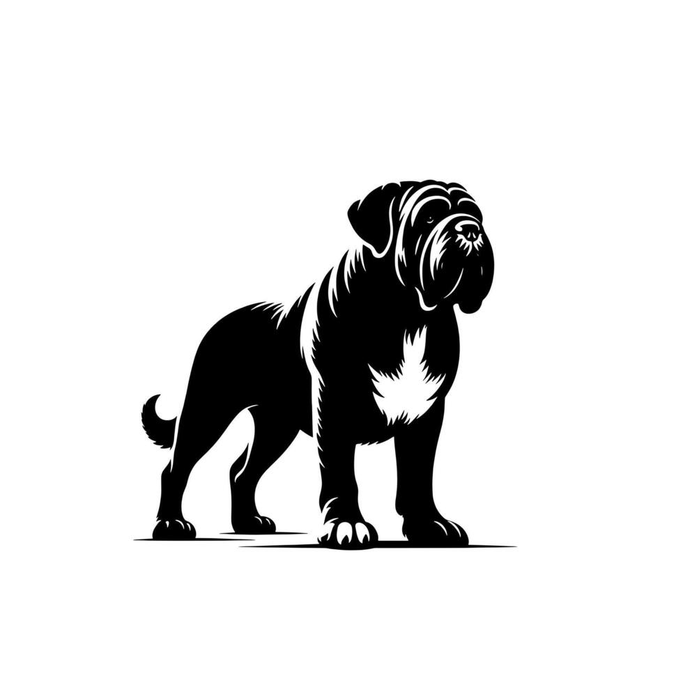 Bulldog dog illustration. Hand drawn line style bulldog dog isolated on white background vector